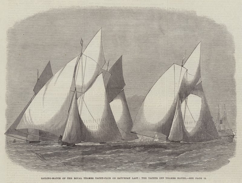 Royal Thames Yacht-Clubin purjehdusottelu lauantaina Viimeksi, Yachts off Thames Haven tekijältä Edwin Weedon