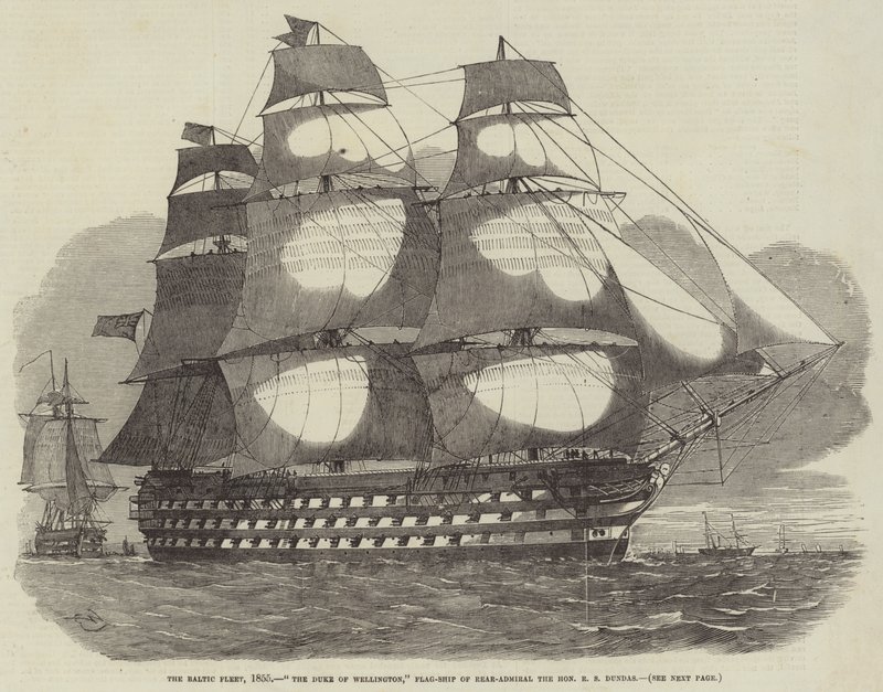 Itämeren laivasto, 1855, Wellingtonin herttua, kontra-amiraalin lippulaiva Kuningas R S Dundas tekijältä Edwin Weedon
