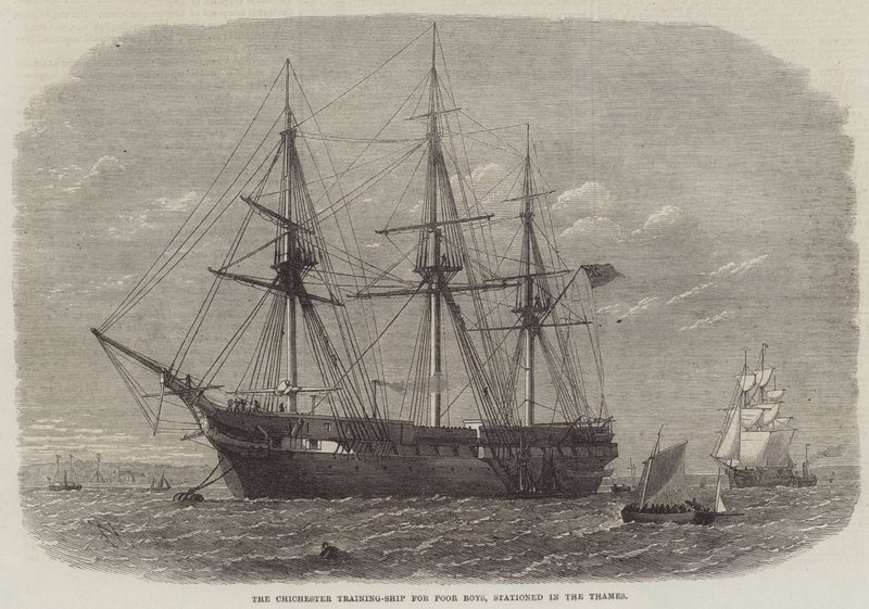 Chichester Training-Ship for Poor Boys, asemapaikkana Thamesissa tekijältä Edwin Weedon