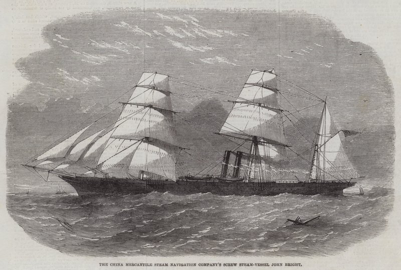 Kiinan Mercantile Steam Navigation Companyn ruuvihöyryalus John Bright tekijältä Edwin Weedon