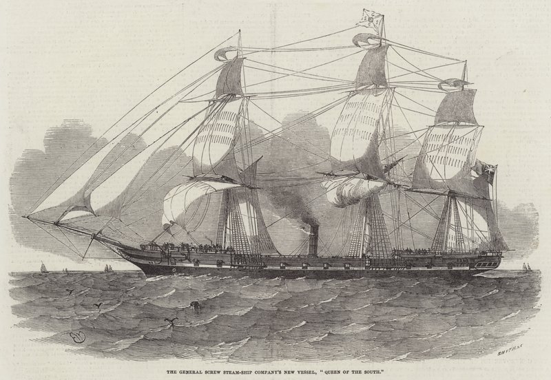 General Screw Steam-Ship Companyn uusi alus, etelän kuningatar tekijältä Edwin Weedon