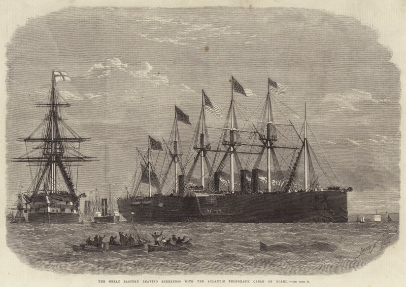 Great Eastern lähtee Sheernessistä Atlantin lennätinkaapelin kanssa tekijältä Edwin Weedon