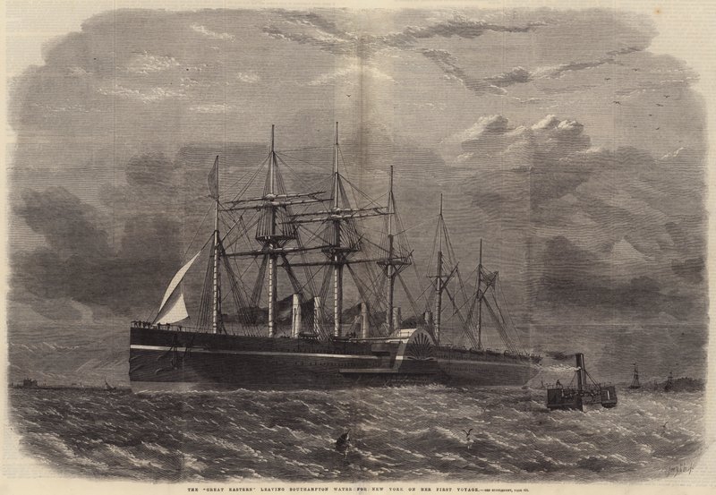 Great Eastern lähtee Southampton Waterista New Yorkiin ensimmäisellä matkallaan tekijältä Edwin Weedon