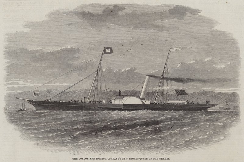 Lontoon ja Ipswich Companyn uusi paketti Queen of the Thames tekijältä Edwin Weedon