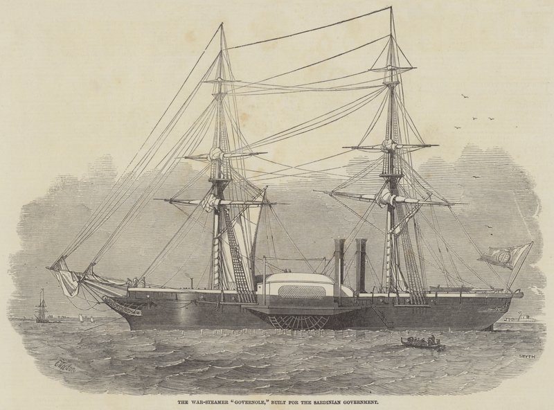 War-Steamer Governole, rakennettu Sardinian hallitukselle tekijältä Edwin Weedon