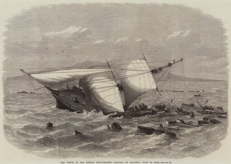 Bombay Mail-Steamer Carnaticin hylky Shadwanissa, Suezinlahdella tekijältä Edwin Weedon