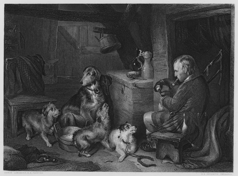 Highland Music, kuvasta Vernon Galleryssa (kaiverrus) tekijältä Edwin (after) Landseer