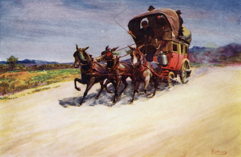 Korsika: A diligence (väri litho) tekijältä Edwin Arthur Norbury