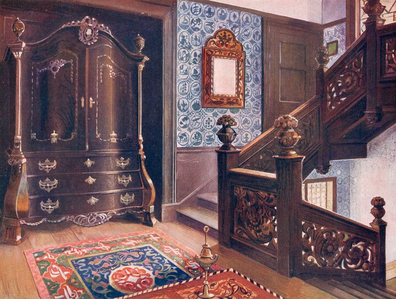 Veistetty Walnut Bombe Armoire chased kiinnikkeillä tekijältä Edwin John Foley