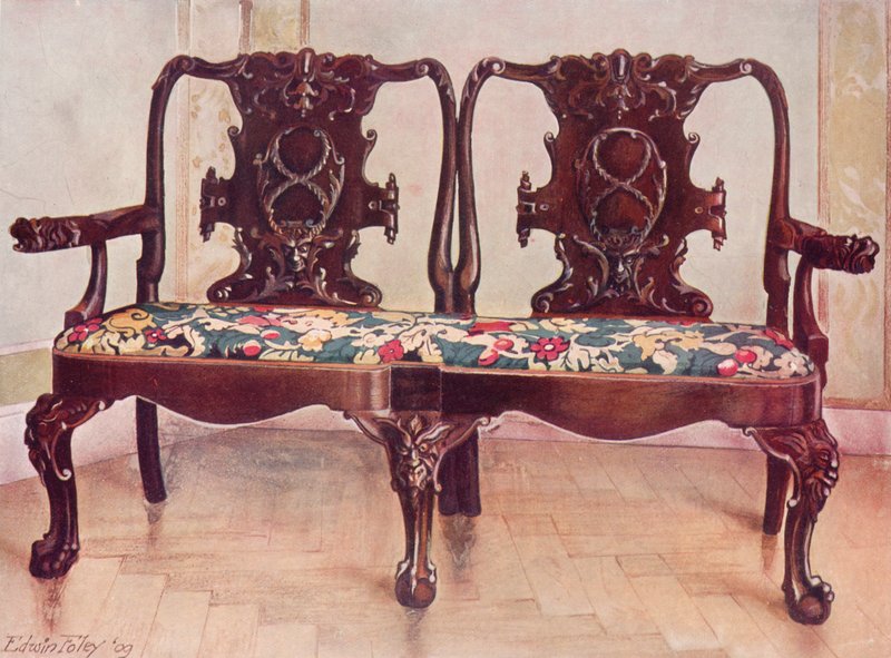 Veistetty Walnut Darby ja Joan Settee tekijältä Edwin John Foley