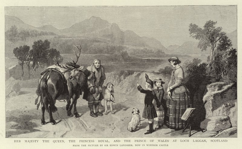 Hänen Majesteettinsa kuningatar, kuninkaallinen prinsessa ja Walesin prinssi Loch Lagganissa, Skotlannissa tekijältä Edwin Landseer