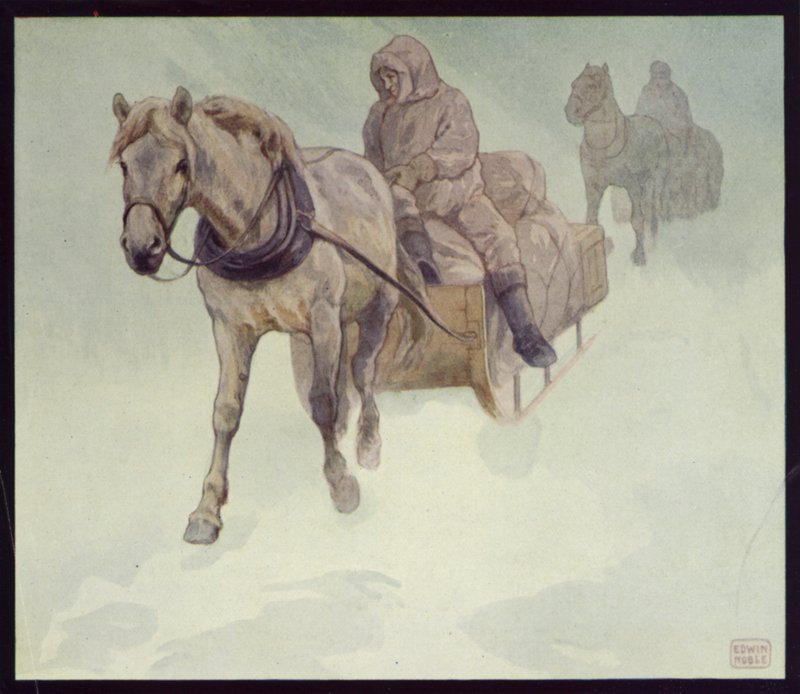 Siperianponit Etelämantereella (väri litho) tekijältä Edwin Noble