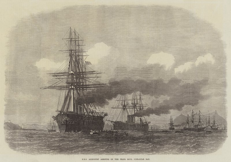 HMS Agincourt karilleajettu Pearl Rockissa Gibraltarin lahdella. tekijältä Edwin Weedon