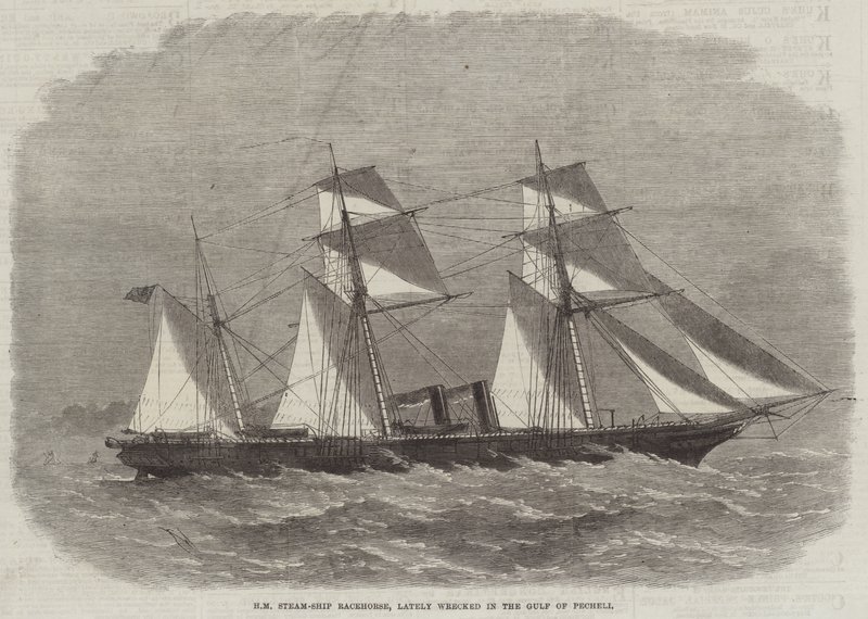 HM Steam-Ship Racehorse, äskettäin haaksirikkoutunut Pechelinlahdella tekijältä Edwin Weedon