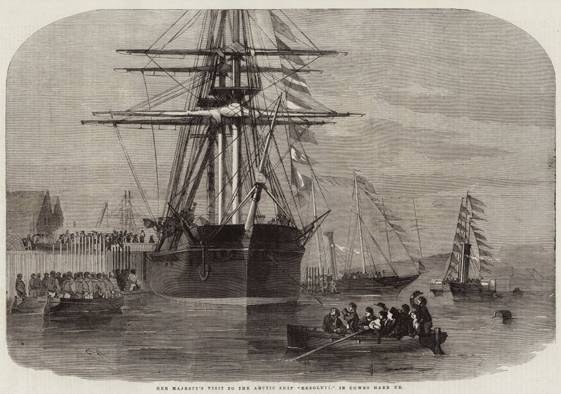Hänen Majesteettinsa vierailu Arctic Ship Resolute -laivalla Cowes Harborissa tekijältä Edwin Weedon
