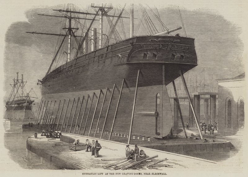Hydraulinen hissi New Graving-Docksissa, lähellä Blackwallia tekijältä Edwin Weedon