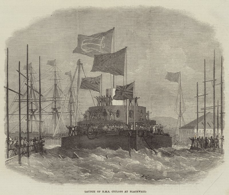 HMS Cyclopsin vesillelasku Blackwallissa tekijältä Edwin Weedon