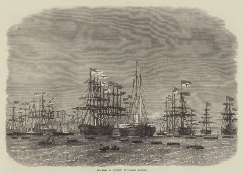 Ironclads-laivasto Portlandin satamassa tekijältä Edwin Weedon
