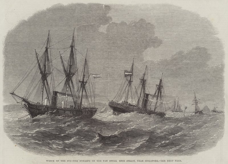 Steamer Hydaspen hylky Pan Shoal Rhion salmessa lähellä Singaporea tekijältä Edwin Weedon