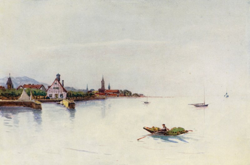 Rein: Bregenz, Boden See, Konstanzin järvi (värilitografia). tekijältä Effie Jardine