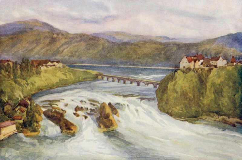 Rein: Reinin putoukset, Schaffhausen (värilitografia). tekijältä Effie Jardine