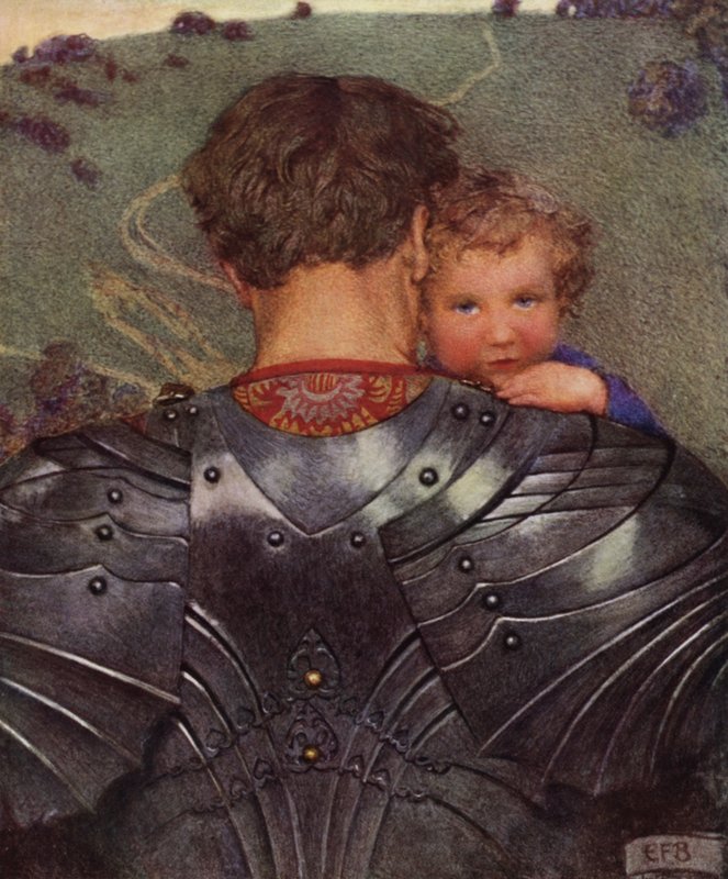Vaikka leijona pellolla, karitsan puolestaan löydät hänet (väri litho) tekijältä Eleanor Fortescue Brickdale