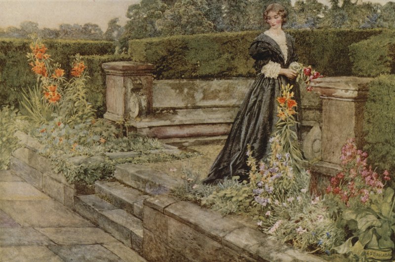 Puutarha fancies, kukan nimi (väri litho) tekijältä Eleanor Fortescue Brickdale