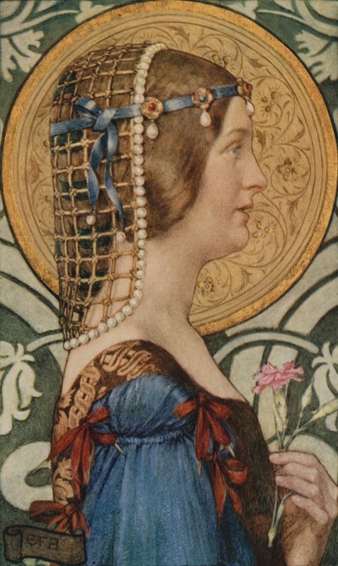 Jos se hänen Pikku Päänsä voisi maalata vaalean kullan taustalle (väri litho) tekijältä Eleanor Fortescue Brickdale