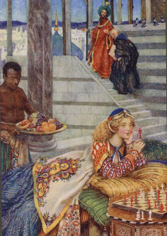 Kuvitus Alfred Lord Tennysonin teokselle Idylls Of The King (värilitho) tekijältä Eleanor Fortescue Brickdale