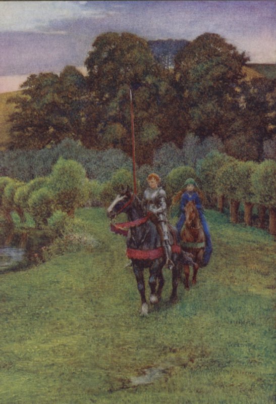 Kuvitus Alfred Lord Tennysonin teokselle Idylls Of The King (värilitho) tekijältä Eleanor Fortescue Brickdale