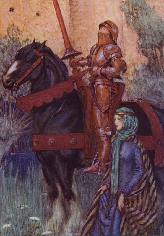 Kuvitus Alfred Lord Tennysonin teokselle Idylls Of The King (värilitho) tekijältä Eleanor Fortescue Brickdale