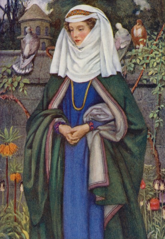 Kuvitus Alfred Lord Tennysonin teokselle Idylls Of The King (värilitho) tekijältä Eleanor Fortescue Brickdale