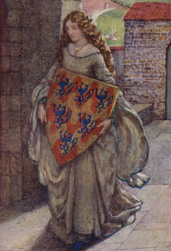 Kuvitus Alfred Lord Tennysonin teokselle Idylls Of The King (värilitho) tekijältä Eleanor Fortescue Brickdale