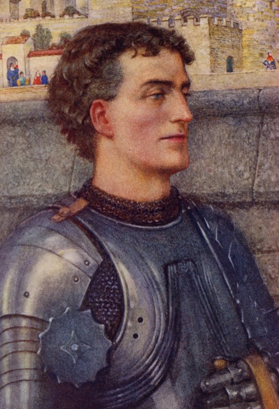 Kuvitus Alfred Lord Tennysonin teokselle Idylls Of The King (värilitho) tekijältä Eleanor Fortescue Brickdale