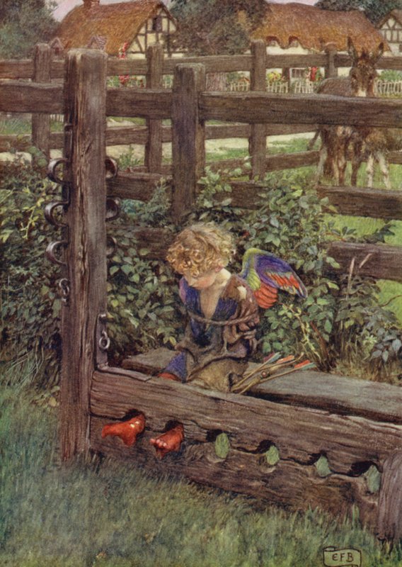 Onko mikään kyynelten ikävä, joka kuluu helmen halveksunnana? Tässä seisoo varas (väri litho) tekijältä Eleanor Fortescue Brickdale