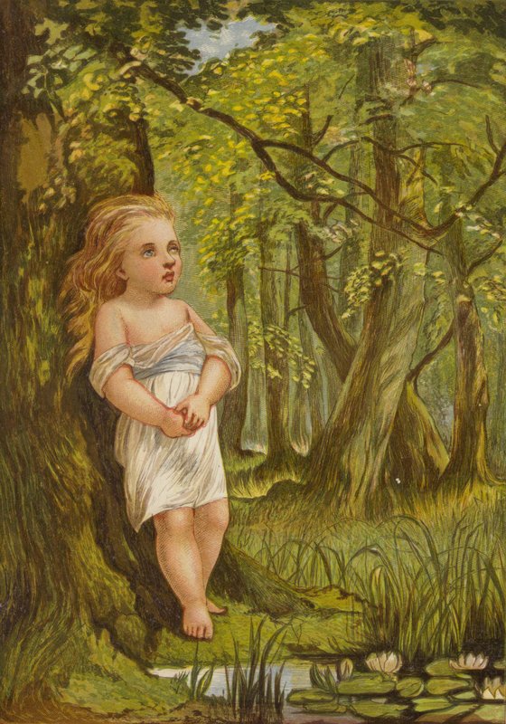 Kauan hänen ajatuksensa horjuivat (väri litho) tekijältä Eleanor Fortescue Brickdale
