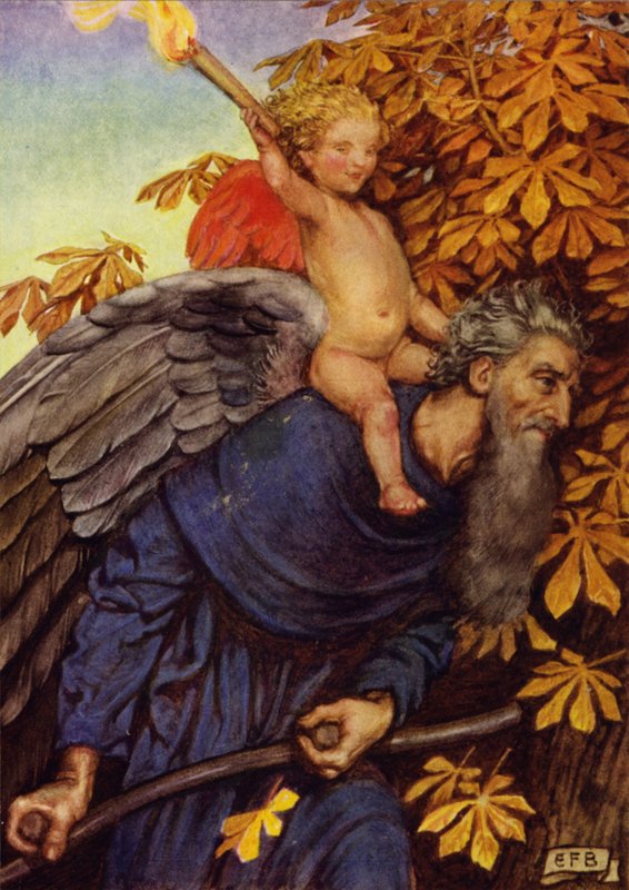 Rakkaus ei ole ajan hölmö (väri litho) tekijältä Eleanor Fortescue Brickdale