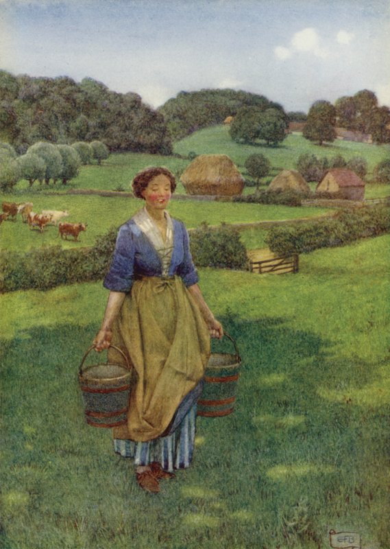 Kenen ruskealla on ihanampaa armoa kuin millään maalatuilla kasvoilla, jotka tiedän Hyde Parkin näyttävän (väri litho) tekijältä Eleanor Fortescue Brickdale