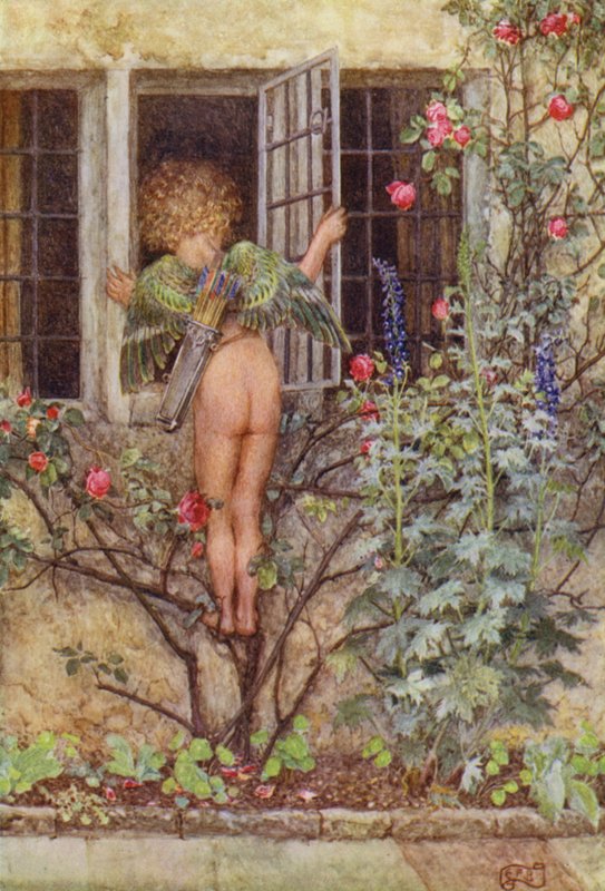 Jokaisen sen kauniin roskakoriin kanssa, rakas neiti, nouse, nouse, nouse! (väri litho) tekijältä Eleanor Fortescue Brickdale