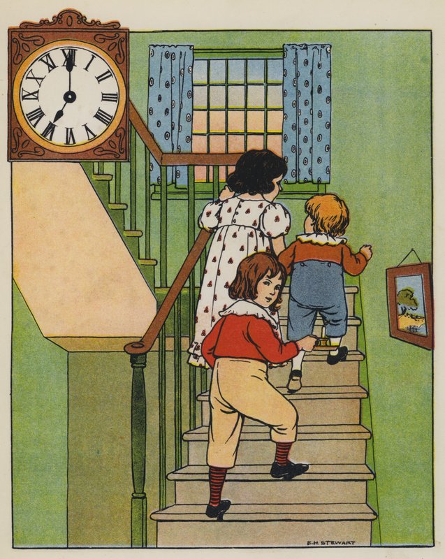 Nukkumaanmenoaika (väri litho) tekijältä Elise H. Stewart