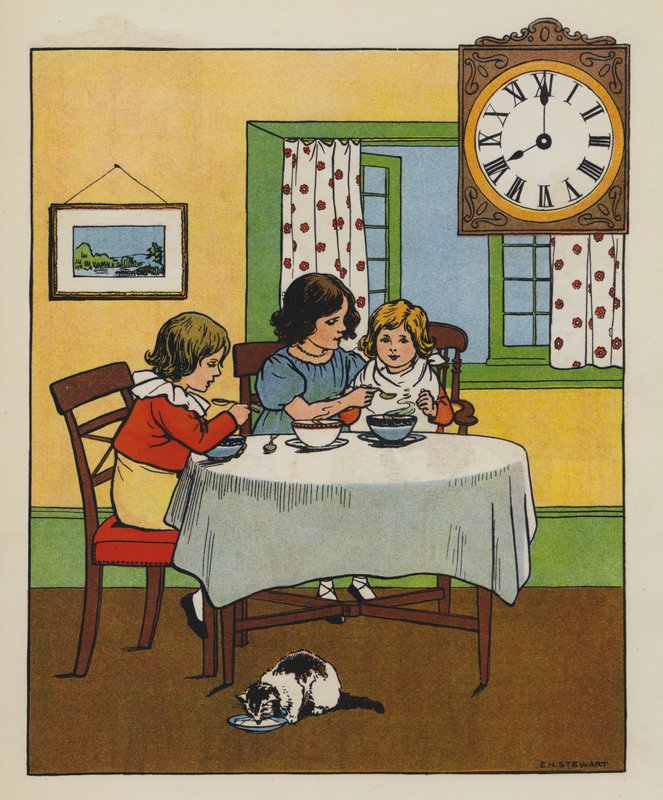 Aamiainen (väri litho) tekijältä Elise H. Stewart