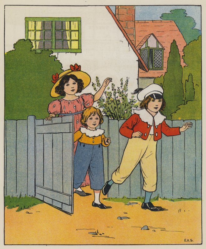 Lauantai, loma-aika (väri litho) tekijältä Elise H. Stewart