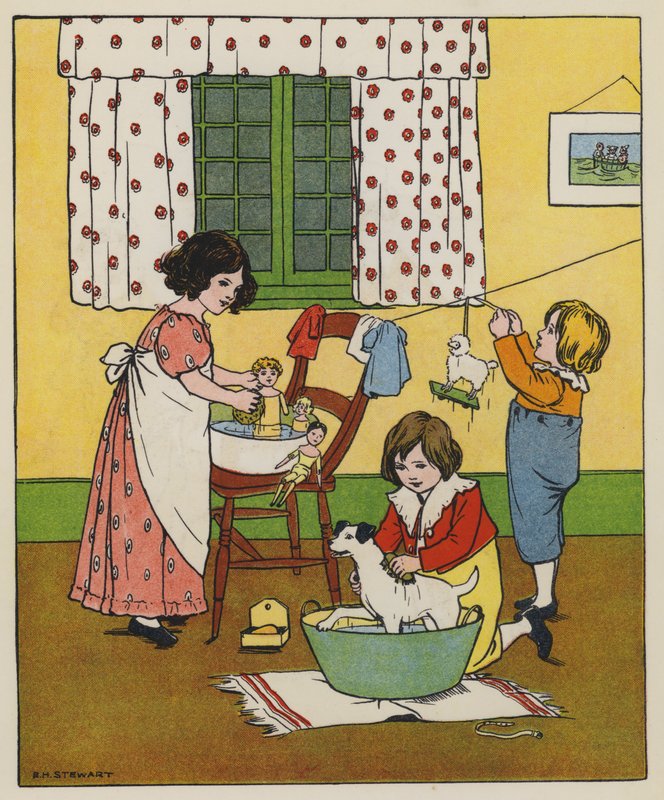 lauantai, pesuaika (väri litho) tekijältä Elise H. Stewart