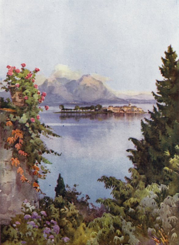 Puutarha Bavenossa, Maggiore-järvi (väri litho) tekijältä Ella Du Cane
