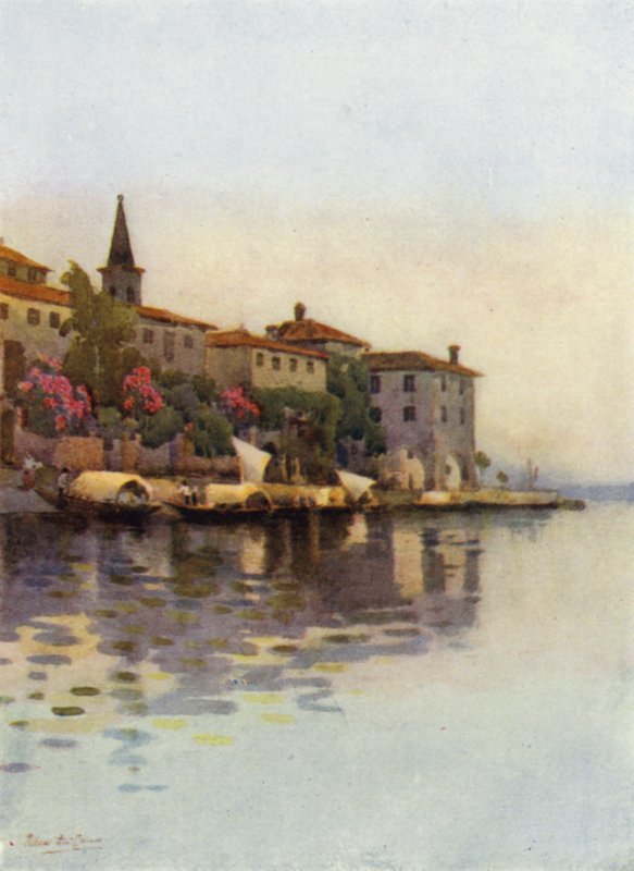 Harmaa aamu, Lago Maggiore (väri litho) tekijältä Ella Du Cane