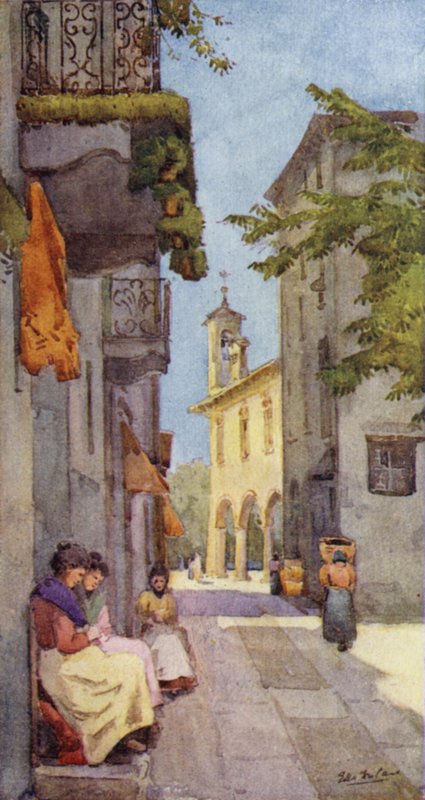 A Street at Orta (väri litho) tekijältä Ella Du Cane