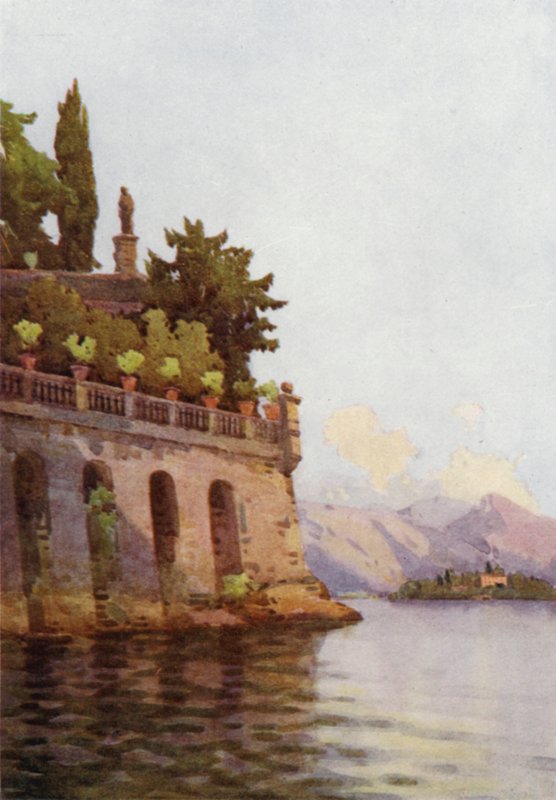 Terassiseinä, Lago Maggiore (väri litho) tekijältä Ella Du Cane