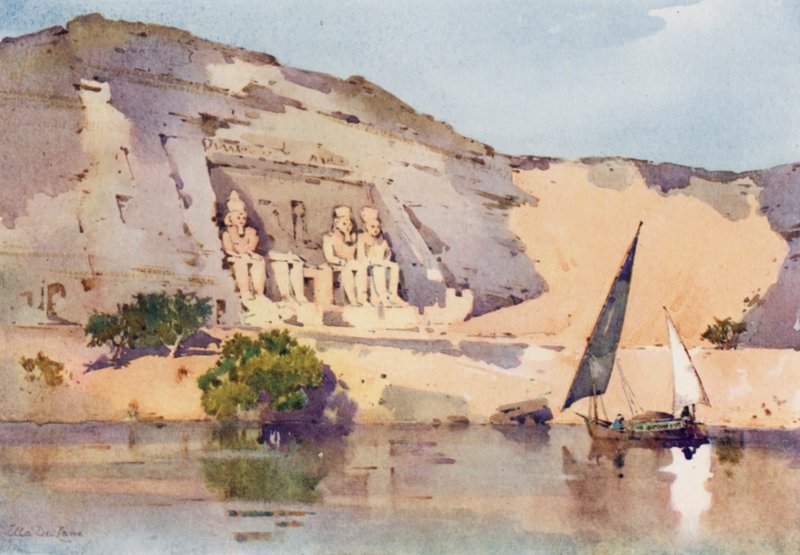 Abu Simbel (väri litho) tekijältä Ella Du Cane