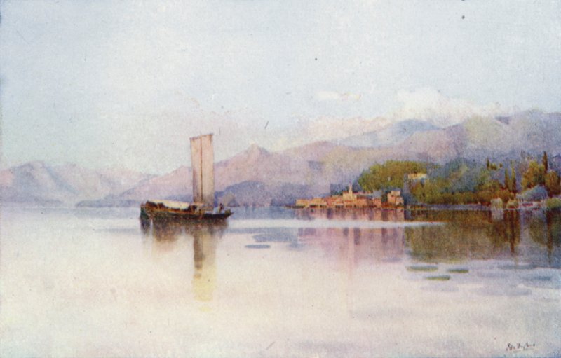 Bellagio, Comojärvi (väri litho) tekijältä Ella Du Cane