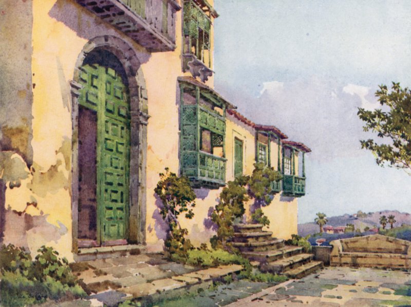 Convent of Sant Augustin, Icod dels Vins (colour litho)finnish tekijältä Ella Du Cane